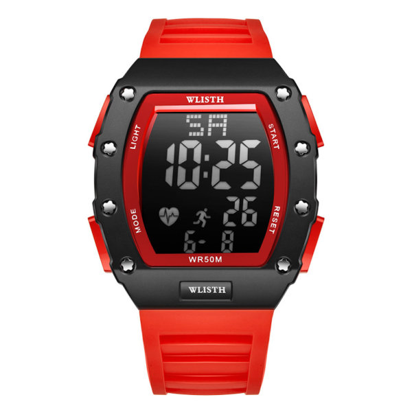 Watch Digital watch med röd silikonrem för studenter Lunimous