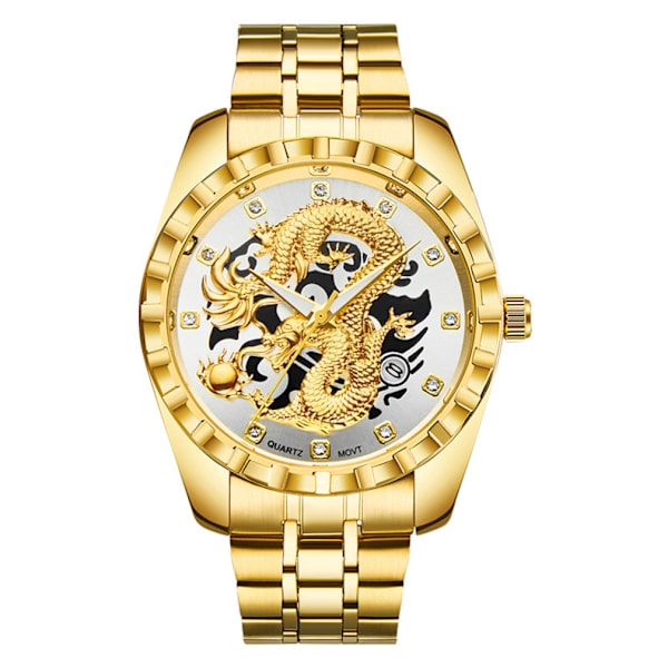 Herr Quartz Diamond Watch Casual Dragon Watch Vattentät