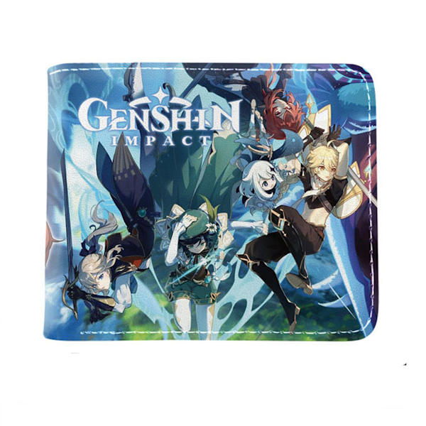 Gen Impact Anime plånbok Bifold kort plånbok plånbok med myntficka