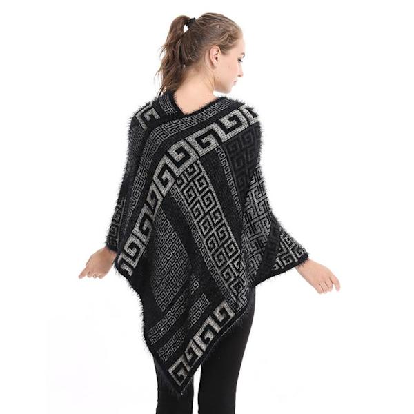 Pullover Cape Loose Warm Coat Tuftad Poncho Sweater Coat för Dam