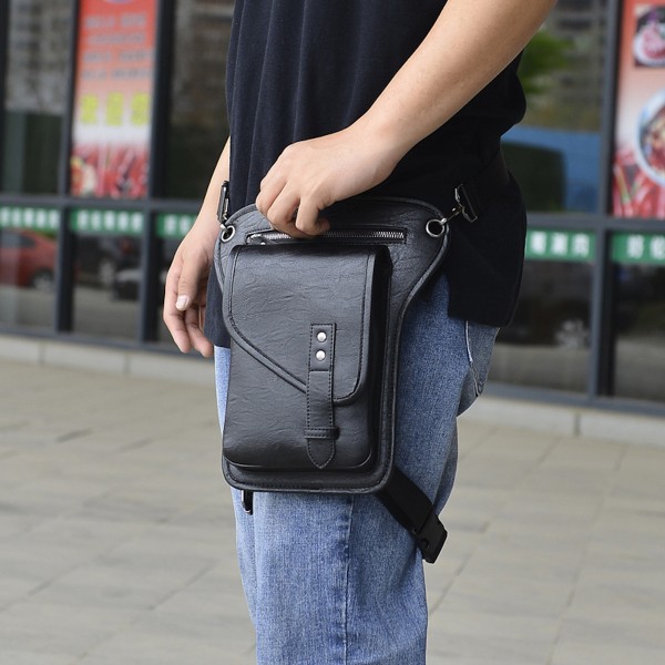 Läder benväska för män Drop midjeväska, lår Fanny Pack för resor utomhus ridning