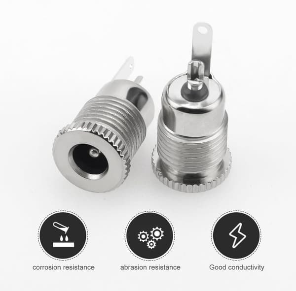 20 st 5,5 x 2,1 mm DC-strömkontakt för panelmontering med vattentäta lock
