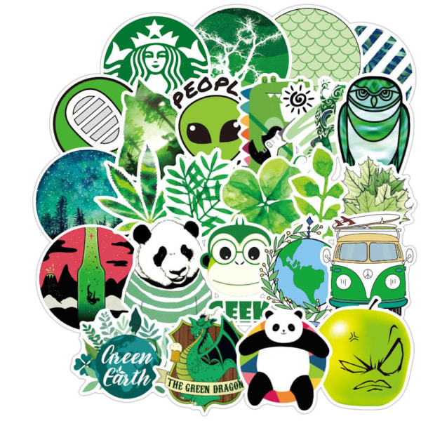 70 st Green Fresh Series Stickers Starbuck Panda PVC Vattentät Dekal för barn