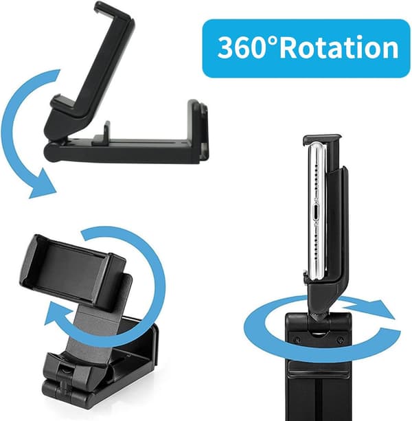 Mobilhållare för flygplan, 2-pack 360° roterbart hopfällbart rese-mobilställ
