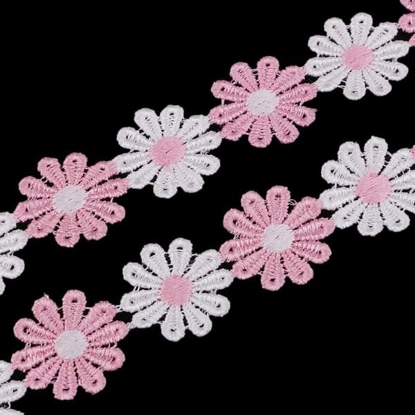 Tuschblomma spetskant 3 yards x 2,5 cm broderat band för DIY-sömnad
