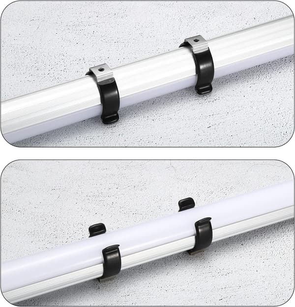 8 stk. T8 LED-rør U-clips rustfrit stål PVC 20 mm monteringsbeslag