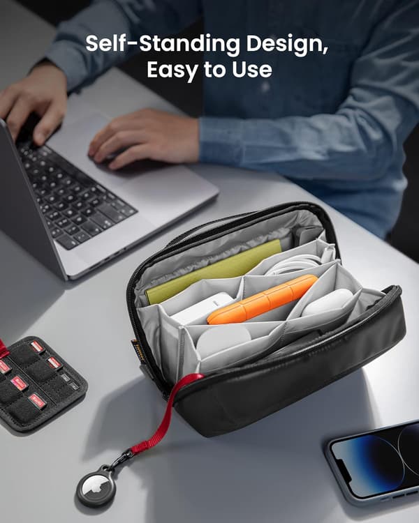 Elektronisk organizer tech-taske, 18 rum til kabler og opladere