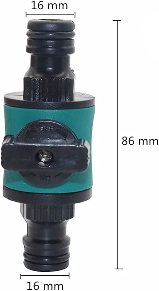 2 stk. 16 mm haveslange lynkobling med stopventil, sæt til flowkontrol