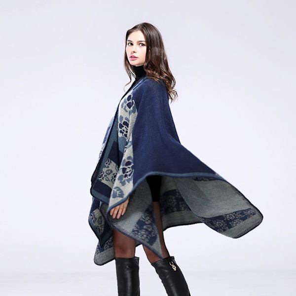 Poncho Öppen Front Lång Tjock Sjal och Wrap Cashmere Feel