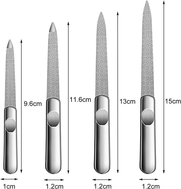 4 stk. safir-neglefile, manicure- og pedicuresæt i rustfrit stål