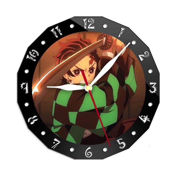 Demon Slayer Kamado Tanjirou Väggklocka Tyst, icke tickande klocka Dekorativ klocka för hemmet