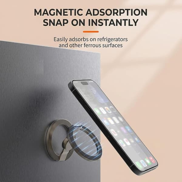 Magnetisk Fidget Spinner Telefonholder, 360° Foldbart Dobbelt Ringgreb