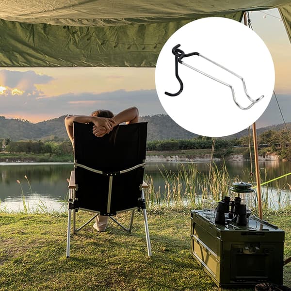 2-pack campinglyktkrokar i rostfritt stål, halkfria hängare för tältstänger