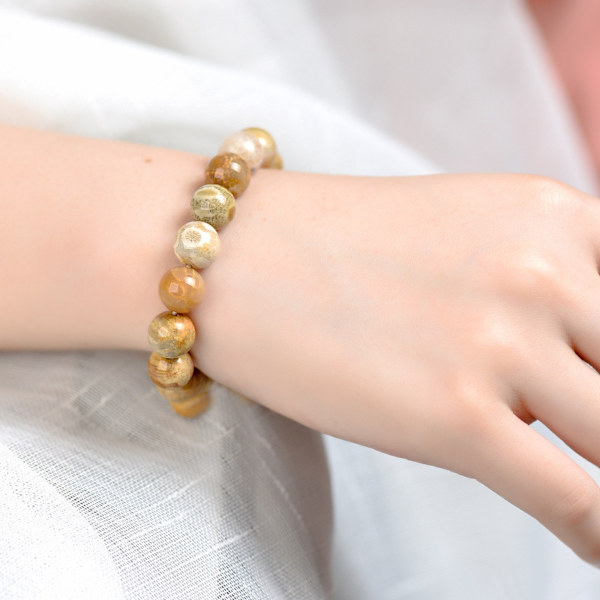 Coral Jade Armband Natural Crystal Smycken Single Circle Bead Lös Bead Tillbehör