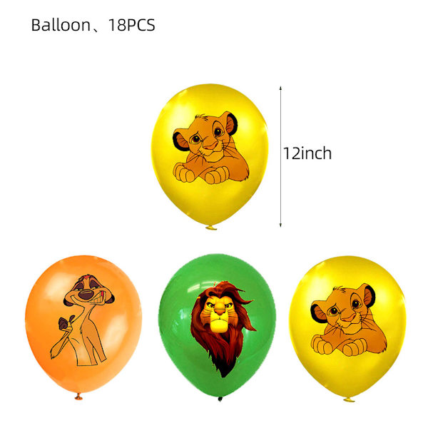 Lion Simba King Grattis på födelsedagen Set Latexballonger Party Dekoration Kit
