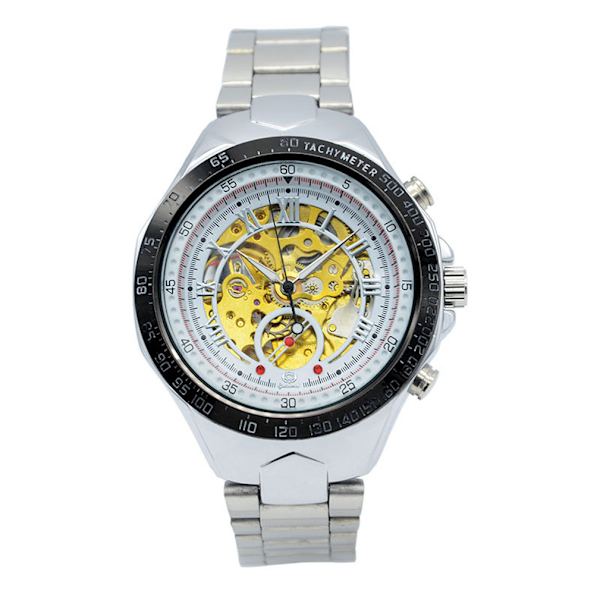 Automatisk mekanisk watch för män Casual Skeleton Watch Rostfritt stål