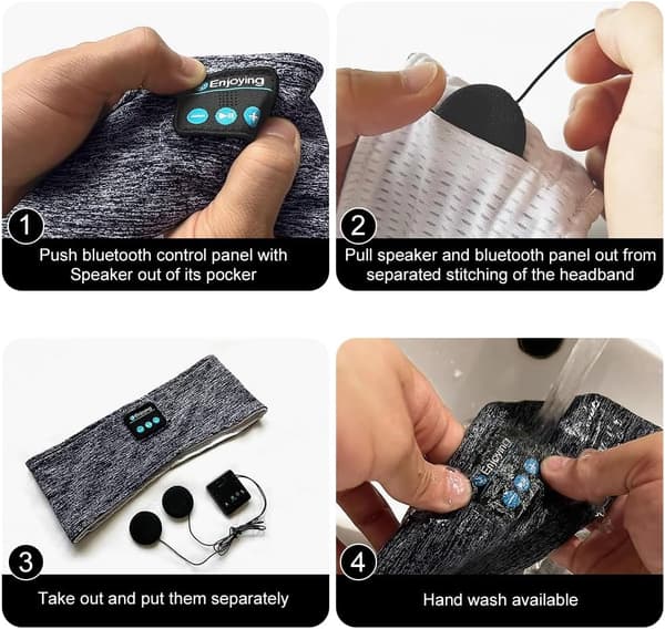 Bluetooth-sovmask med hörlurar för resor, tupplurar och meditation