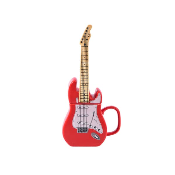 Keramisk Gitarr Mugg – 350ml Kapacitet, Röd Elgitarr Kaffekopp, 8.2x9.5cm – Perfekt för Musikälskare & Gitarrfantaster