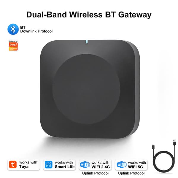 Tuya Dual-Band Trådløs Bluetooth Smart Home Gateway Hub THP10-B V6 Sort