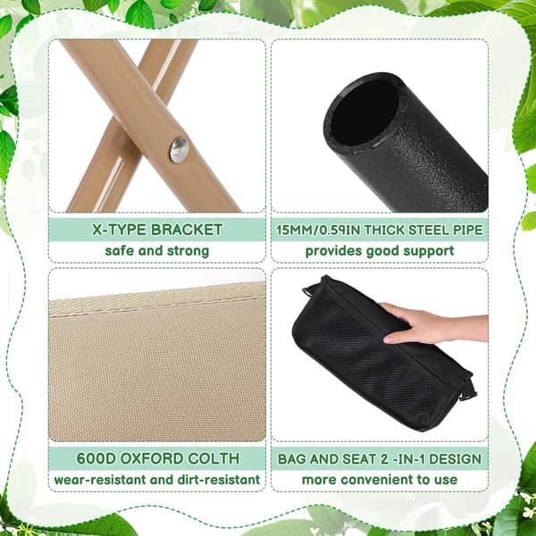 2-pack hopfällbara ryggsäckspallar, bärbara sittplatser för camping, vandring och resor