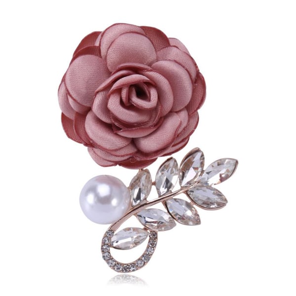 Delikat Dambrosch Rose Corsage Diamond Cloth Pearl Brosch Pin
