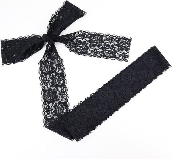 5 yards sort blomstret blondebånd 2,4 tommer strækbart kantbånd til syning og hobbyprojekter