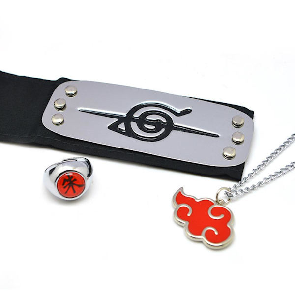 3st Ring Set 1 Naruto Justerbar Anime Ring 1 Pannband 1 Legering hänge för barn