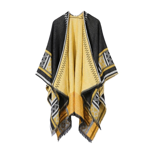 Geometrisk sjal halsduk Öppen front Poncho vinterkofta för dam