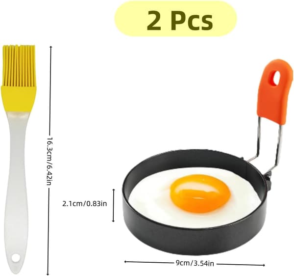 2-pakning eggeringer i rustfritt stål, non-stick pannekakeformer med håndtak