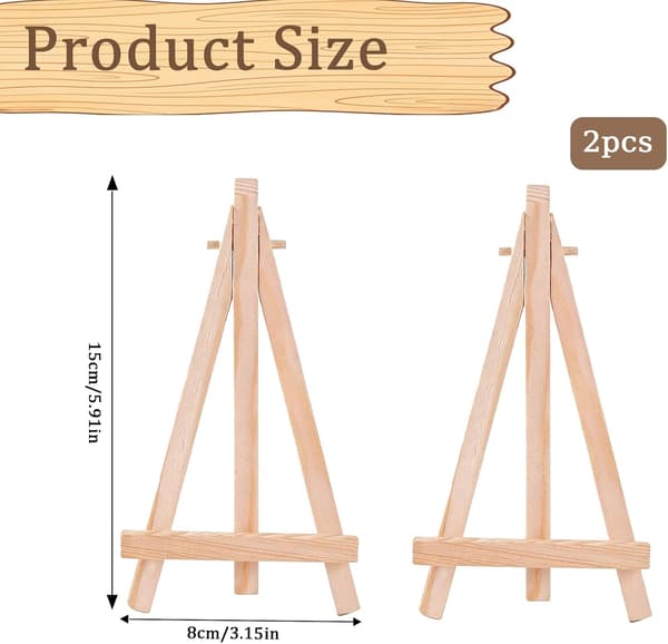 2-pack mini-staffli i trä, 15 cm bordsställ för konst