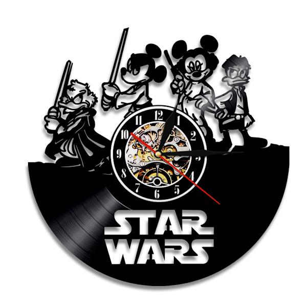 Mickey Yoda Söt Vinyl Väggklocka Skivklocka Retro Dekor Väggkonstklocka