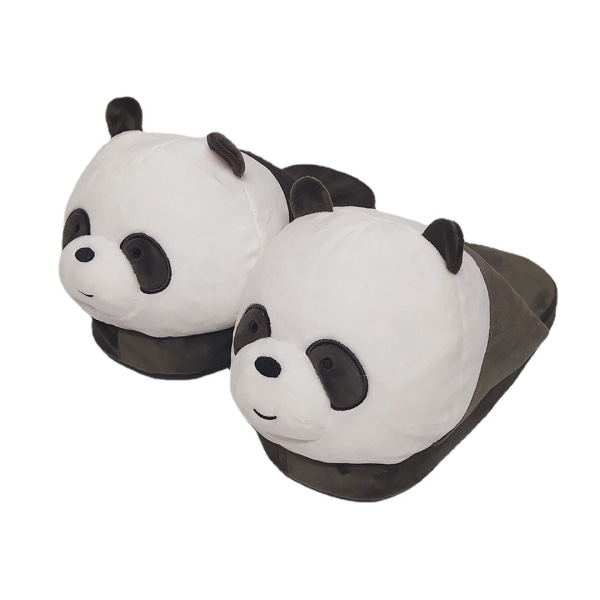 Chinelos de pelúcia quentes Panda sem cadarço antiderrapantes para uso interno
