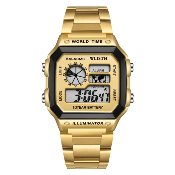Business Watch Digital fyrkantig watch för män med band i sainless stål