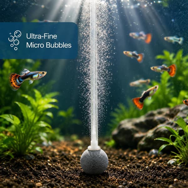 18 st akvarieluftstenar med slangar, 2 cm bubbeldiffusorer för akvarier