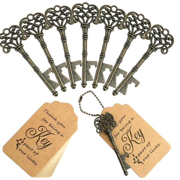 10st Retro Key Wedding Favors Flasköppnare Gäst Souvenir Present Set