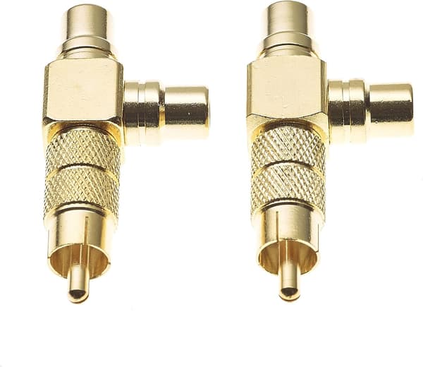 2-pack RCA-hane till dubbel RCA-hona splitteradapter, guldpläterad mässingskoppling