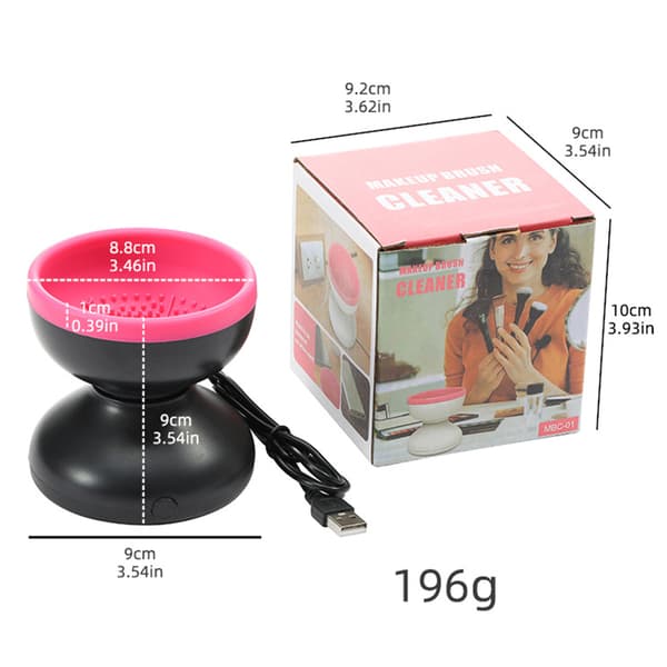 Elektrisk makeupbørsterenser med USB-opladning, pink og sort