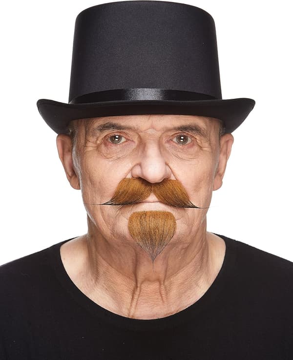 Lösmustasch och bockskägg, självhäftande maskeradset, ingefärsfärgad