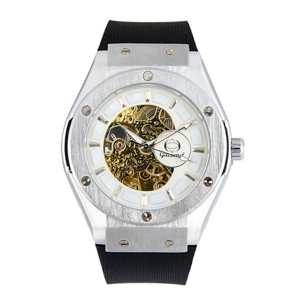 Automatisk mekanisk watch för män Business Skeleton Armbandsur Svart watch