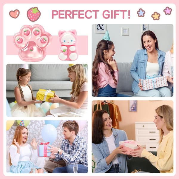2-pakning Taba Squishy-sett, gigantisk pote- og katteklemmeleker for stressavlastning