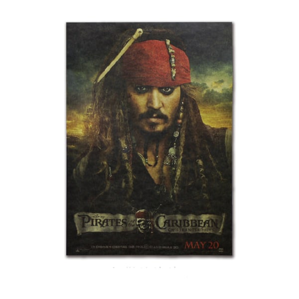 Pirates of the Caribbean Konstaffisch Retro väggdekor Kraftpapper 36x51,5 cm för Bar Coffee Shop Hem