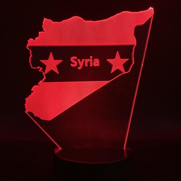 Syrien Icon 3D LED Nattljus Sovrumsbordslampa Färg ändras