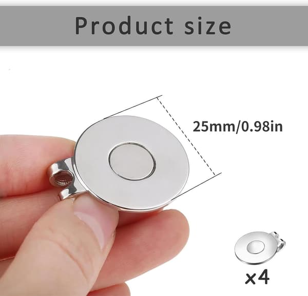 4-pack magnetiska hattklämmor för golfbollsmarkörer för golfkepsar, väskor och bälten