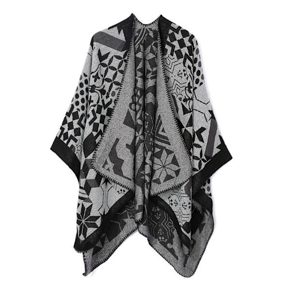 Varm Sjal Scarf Öppen Front Poncho Vinterkofta för Dam