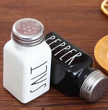 2-pack salt- och pepparkar i glas med lock i rostfritt stål, modern design