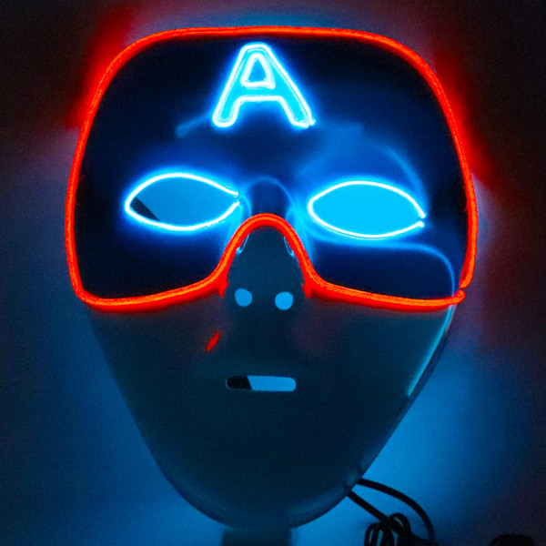 Captian American Mask Mask LED Halloween Cosplay kostym rekvisita