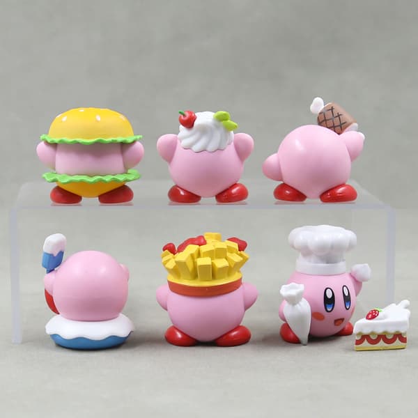 6 stk. Kirby mat-tema PVC minifigurer søtt samlerobjekt skrivebordsdekorasjonssett