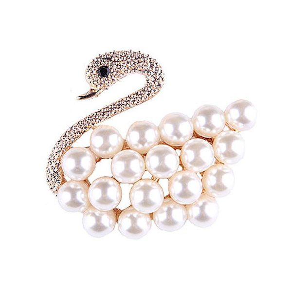 Highend Corsage Swan Dam Brosch Pärlor Alloy Brosch Pin