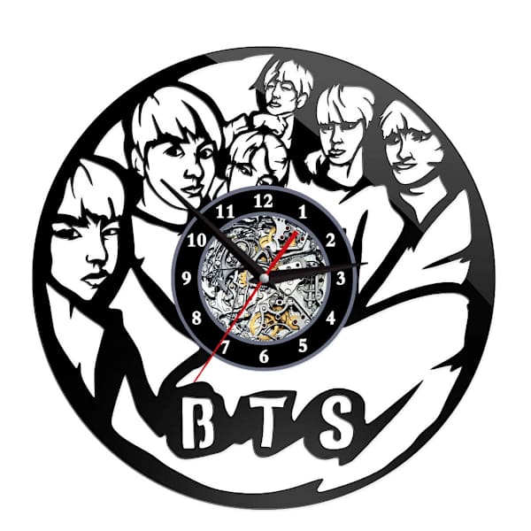 BTS Bangtan Vinyl Väggklocka Record Klocka Retro Dekor Väggkonstklocka