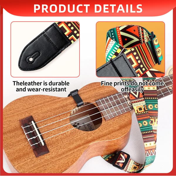 Justerbart 5 cm gitarrband med förstärkta ändar för akustiska basgitarrer